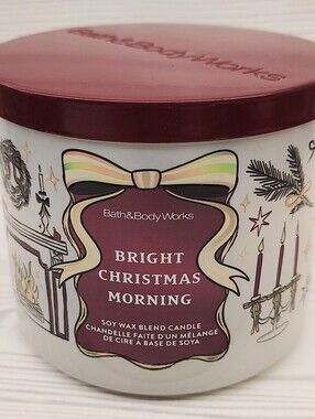 Bath & Body Works Bright Christmas Morning Soy Wax Candle - Burgundy